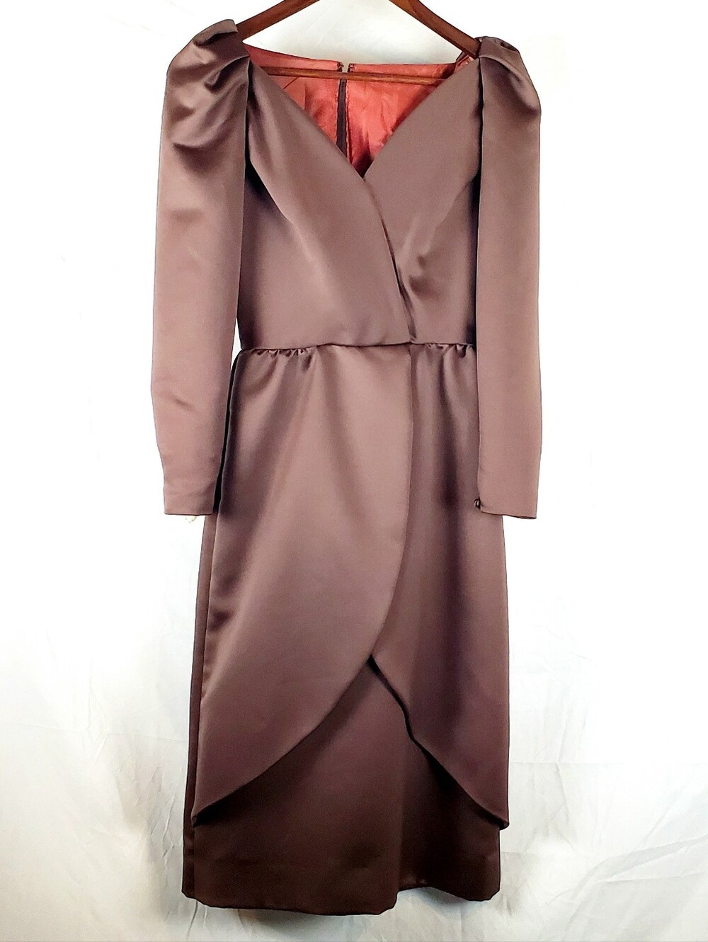 Vintage Estevez Brown Satin Cocktail Dress